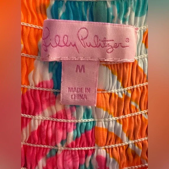 LILLY PULITZER Palm Pineapple Long Maxi Pink Orange Blue Skirt Floral size M - Picture 4 of 16